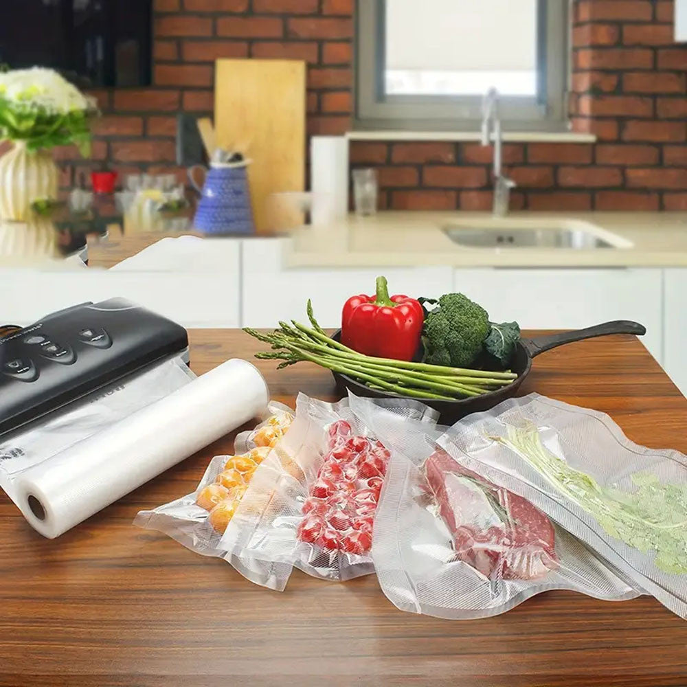 Пакети для вакууматора в рулонах 5м х 28см, 1 рулон / Вакуумні рулонні пакети для зберігання їжі