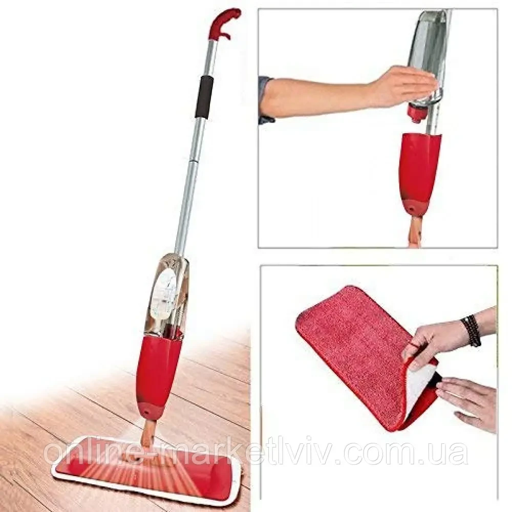 Швабра з розпилювачем для миття підлоги Water Spray Mop, Червона / Швабра для прибирання