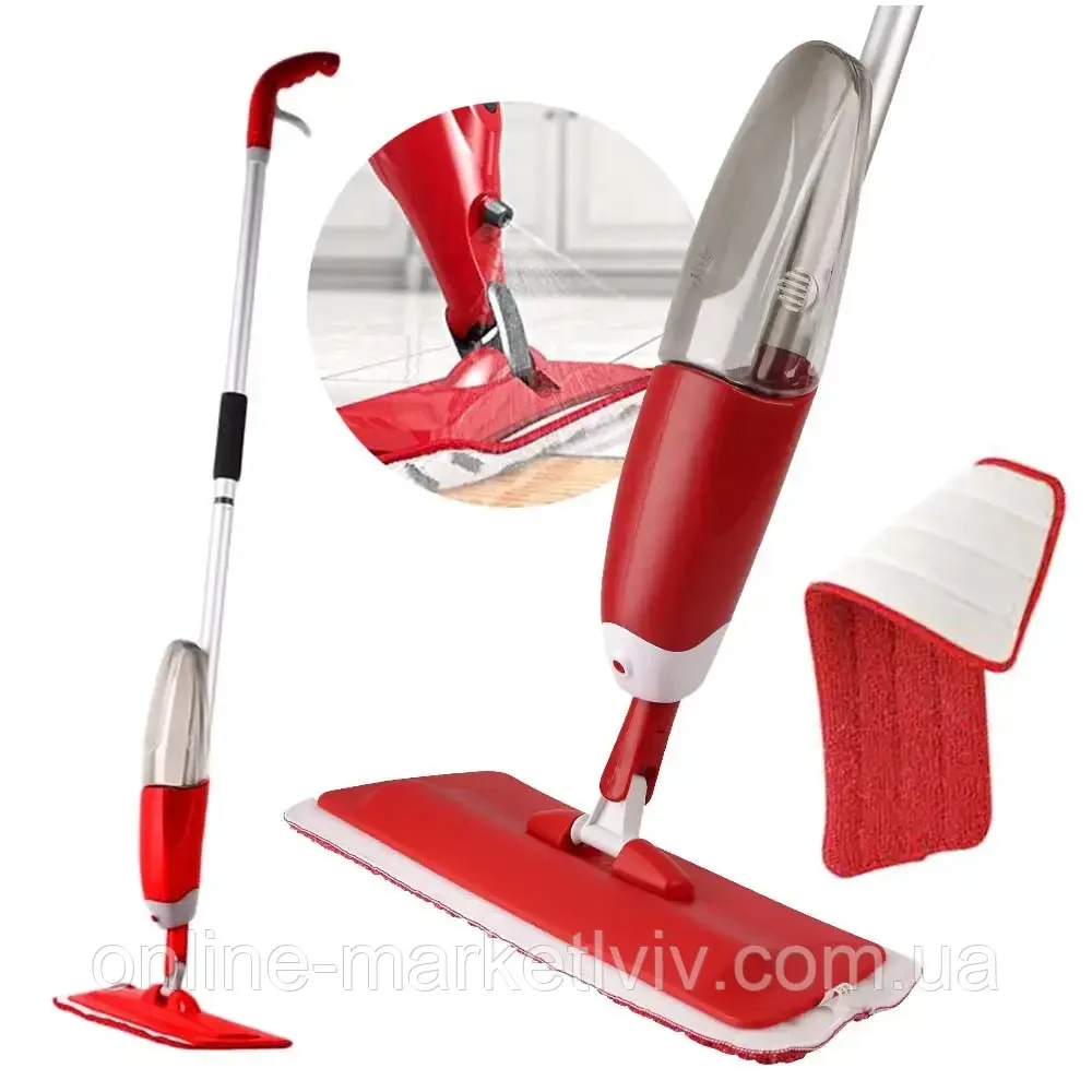 Швабра з розпилювачем для миття підлоги Water Spray Mop, Червона / Швабра для прибирання