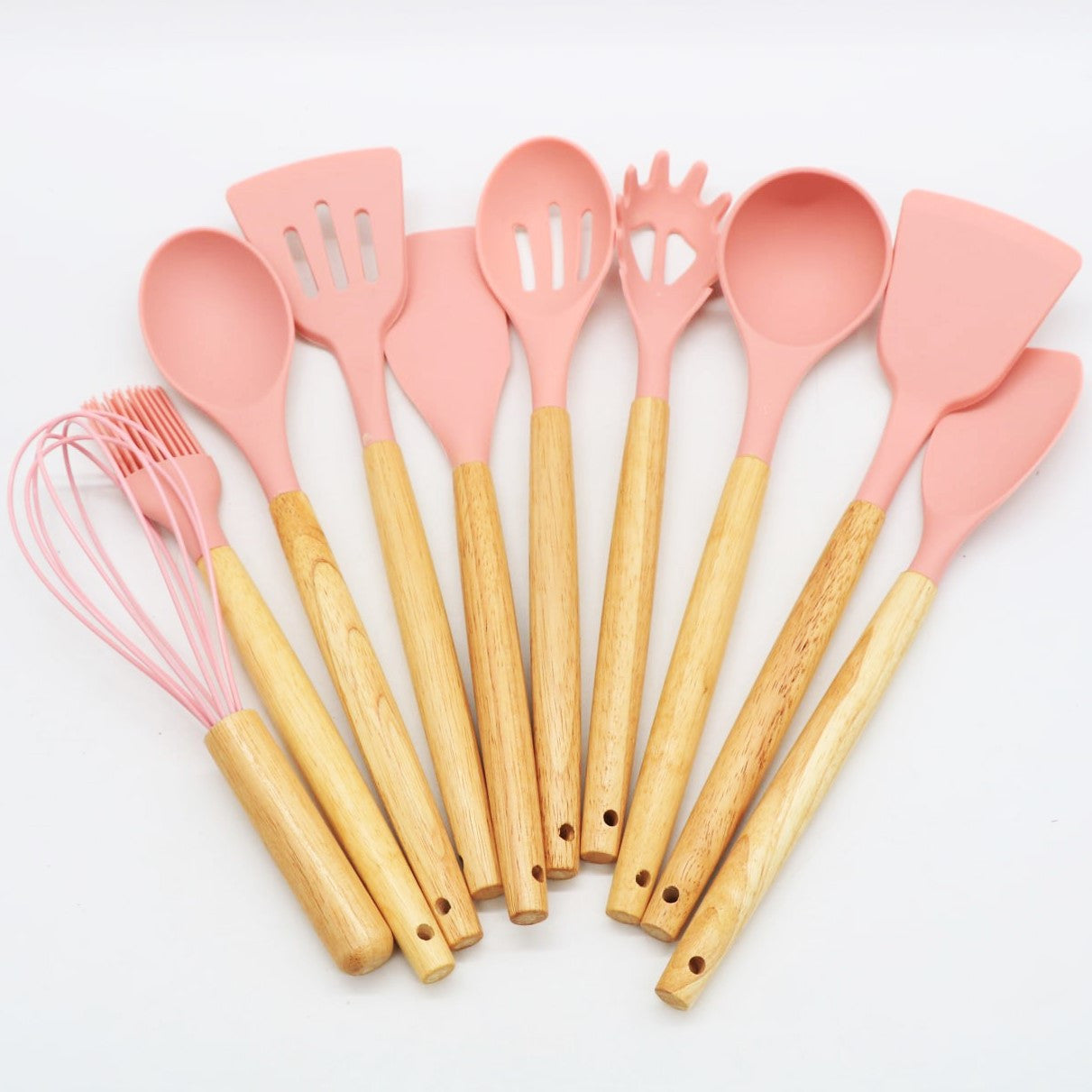 Набір кухонного приладдя, 19 предметів Kitchen Set, Рожевий / Силіконовий набір для кухні