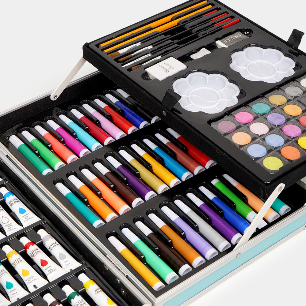 Набір для малювання у валізі 145 предметів, Синій / Дитячий набір для творчості / Набір художника