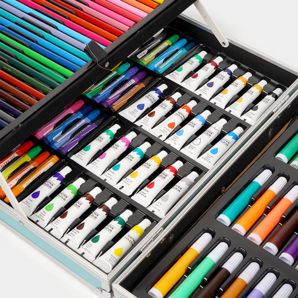 Набір для малювання у валізі 145 предметів, Синій / Дитячий набір для творчості / Набір художника