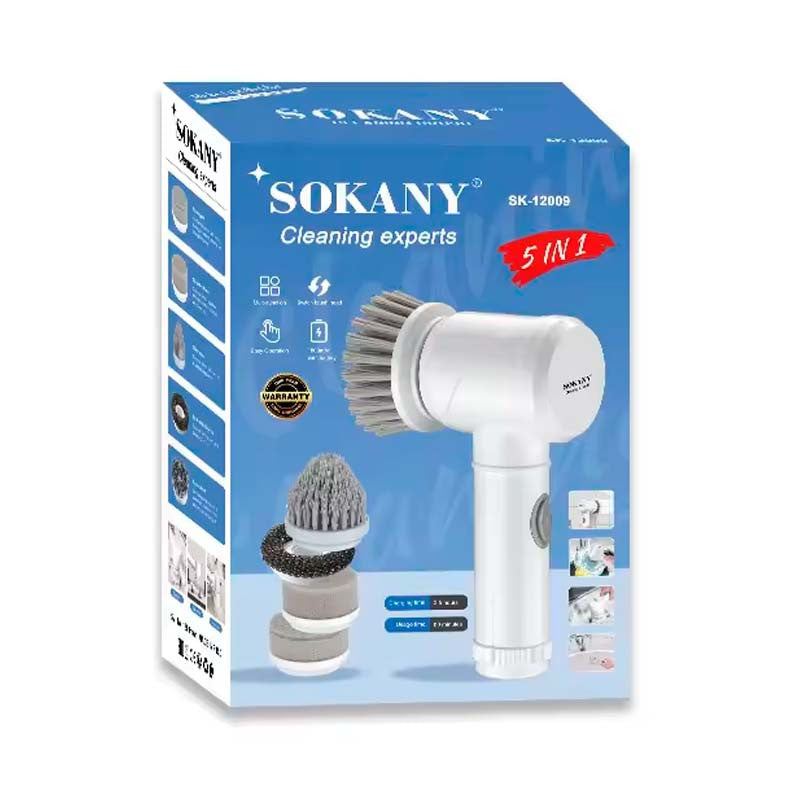 Акумуляторна щітка для прибирання + 5 насадок, від USB, SK-12009, Білий / Щітка для миття посуду