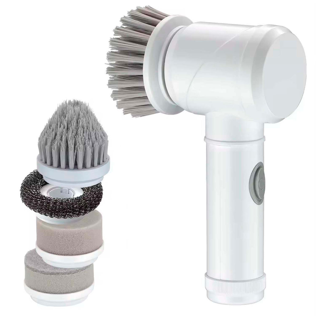 Акумуляторна щітка для прибирання + 5 насадок, від USB, SK-12009, Білий / Щітка для миття посуду