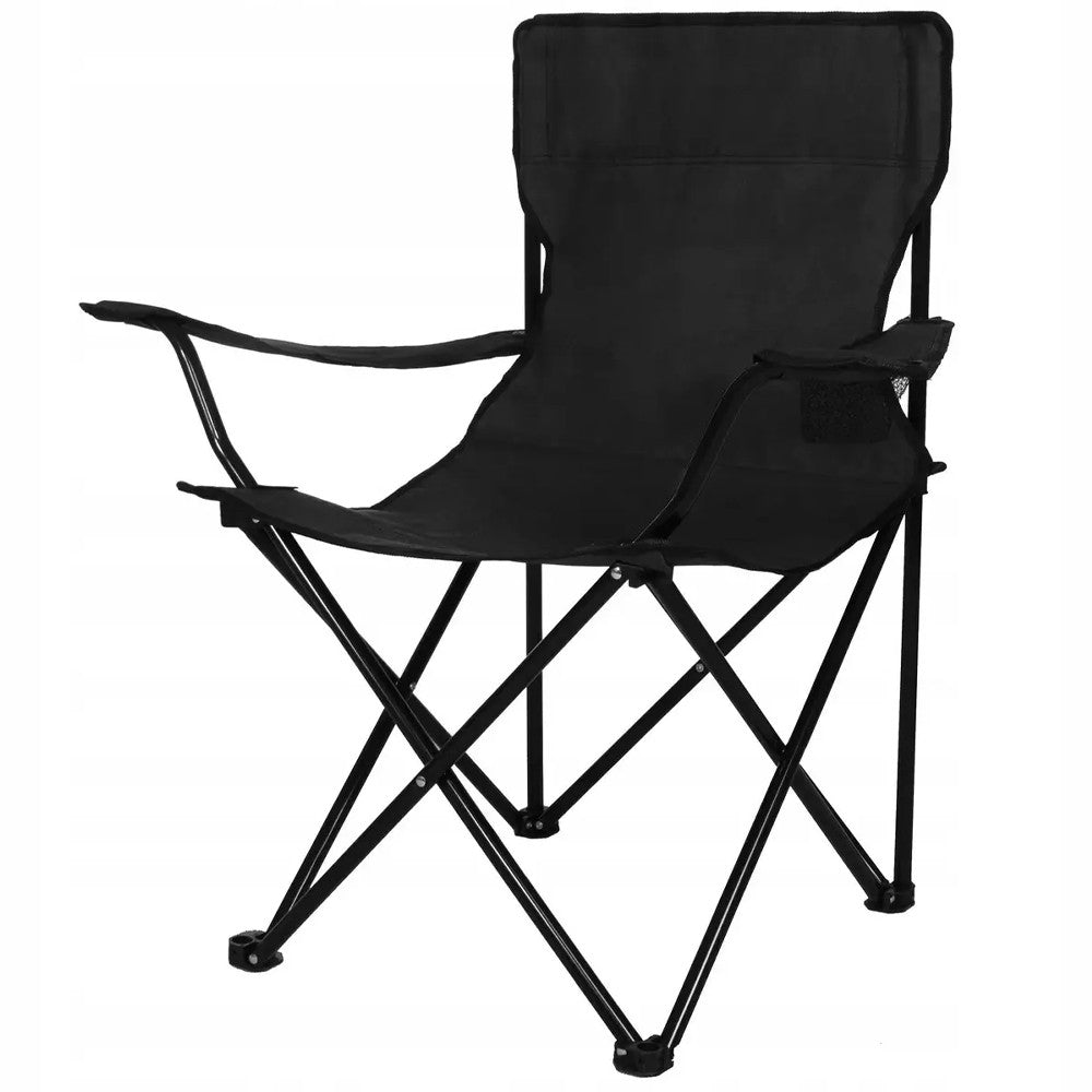 Складаний стілець зі спинкою, до 100 кг, в чохлі, 80х75х50 см, Чорний / Складне крісло для риболовлі / Туристичний стілець