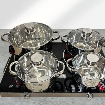 Набір посуду з нержавіючої сталі 12 предметів (6,9л 3,9л 3,4л 2,9л 2,1л) ZP-075 / Кухонний набір каструль
