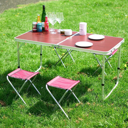 Складний стіл для пікніка 4 стільця, 120х70х60см, Коричневий / Туристичний стіл розкладний / Стіл для кемпінгу