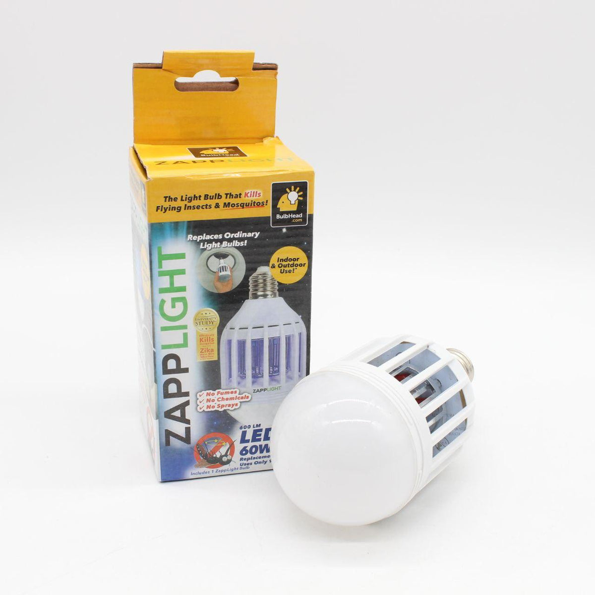 Світлодіодна лампа-приманка для комах Zapp Light, Білий / Електрична лампочка-знищувач мух та комарів