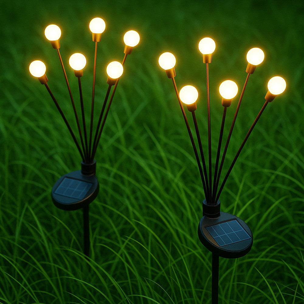 2шт Садовий світильник на сонячній батареї 6LED, 74см, Теплий білий / Садовий ліхтар світлячок / Ліхтар для саду