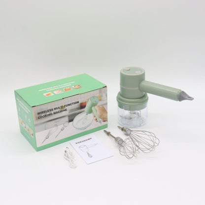 Акумуляторний міксер з 2 насадками Portable mixer, від USB, Зелений / Ручний міксер / Бездротовий міксер