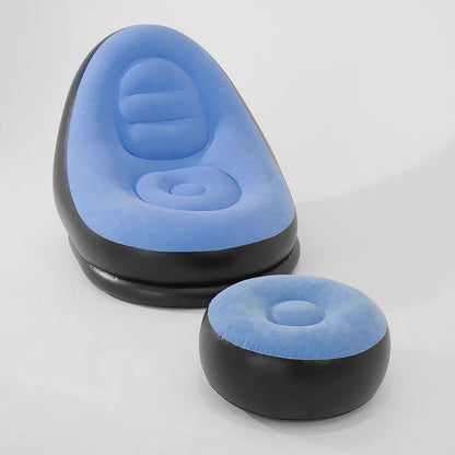 Надувний диван з пуфом Air Sofa - 116х98х83см, Блакитний / Надувне крісло з пуфом