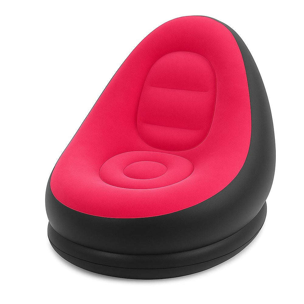 Надувний диван з пуфом Air Sofa - 116х98х83см, Рожевий / Надувне крісло з пуфом