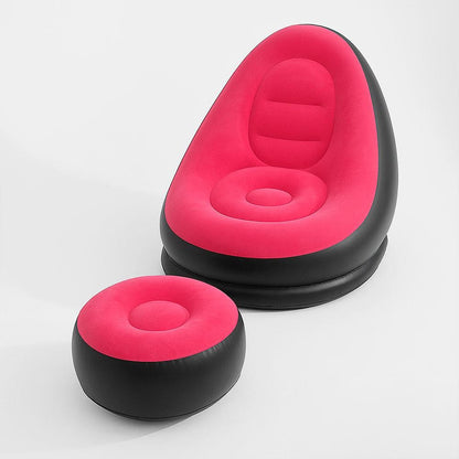 Надувний диван з пуфом Air Sofa - 116х98х83см, Рожевий / Надувне крісло з пуфом