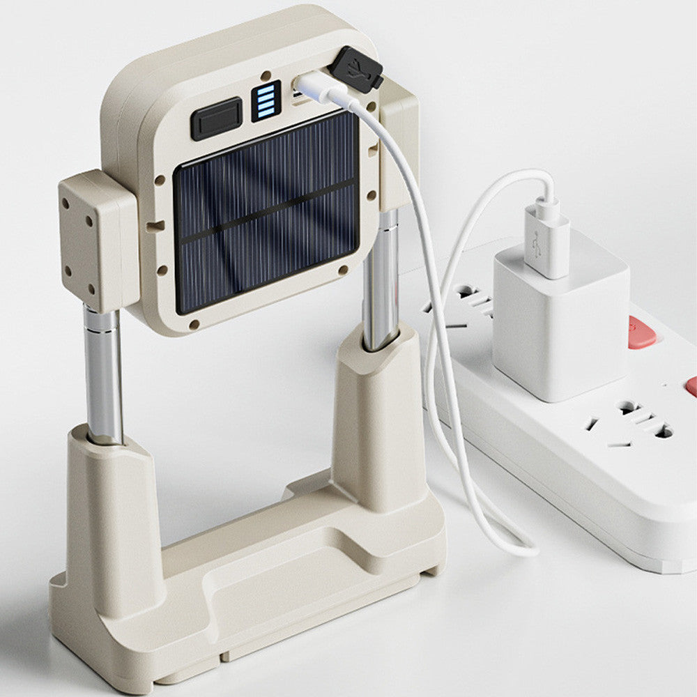 Ліхтар-прожектор на сонячній батареї, з PowerBank, 165см, Бежевий / Світлодіодний LED прожектор для кемпінгу