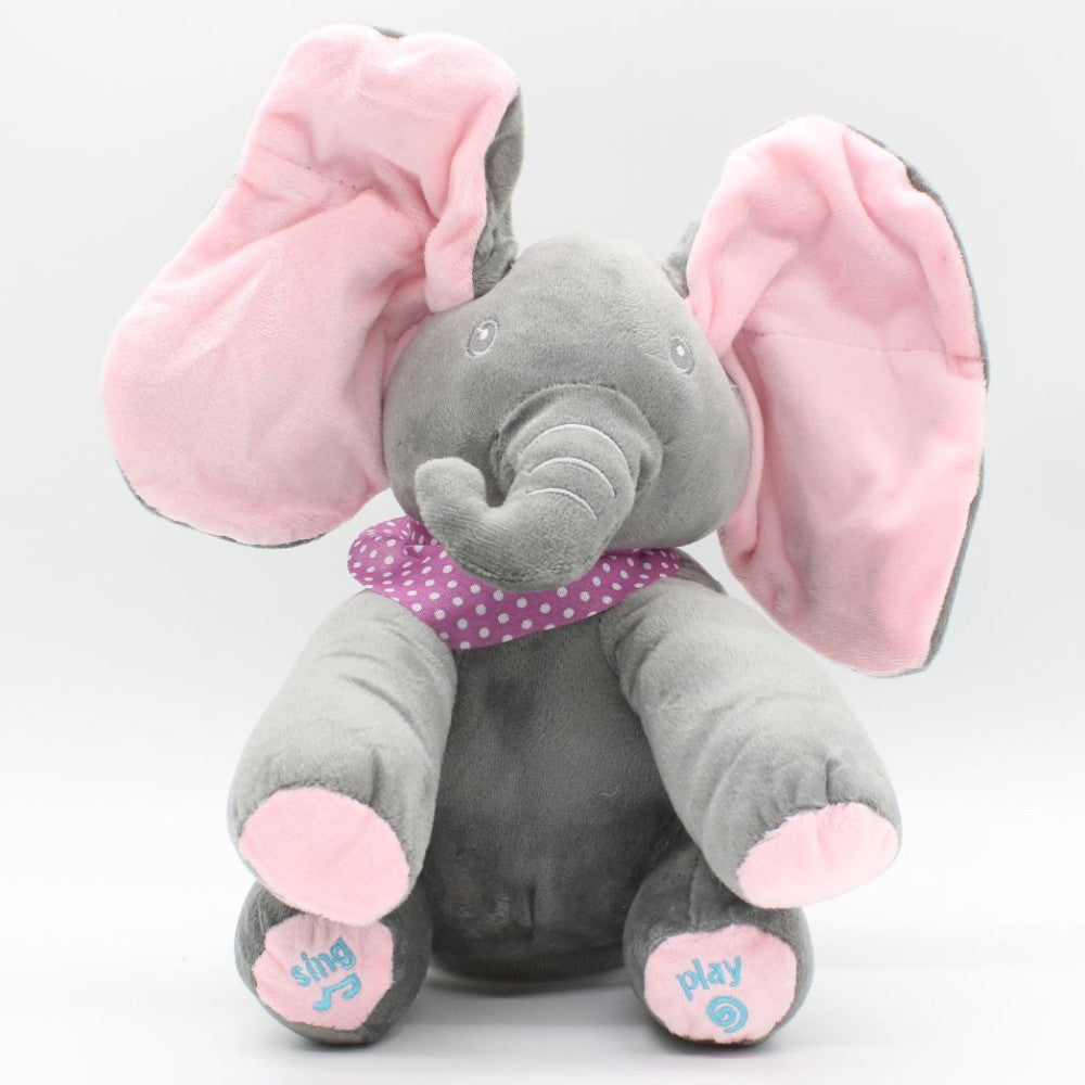 М'яка іграшка Слоник грає в хованки 35см, від батарейок / Інтерактивна іграшка Слон / Іграшка слоник плюшевый