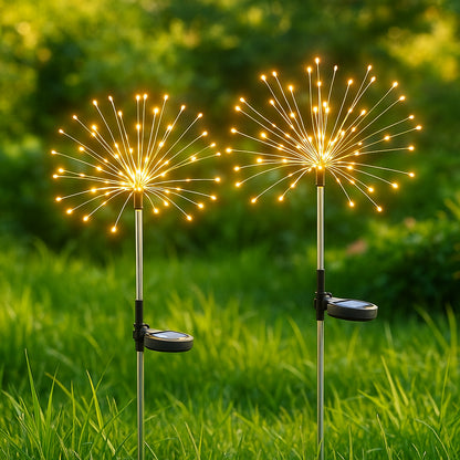 2шт Садовий ліхтар  на сонячній батареї 90LED, 95см, "Феєрверк", Теплий білий / Вуличний світильник садовий