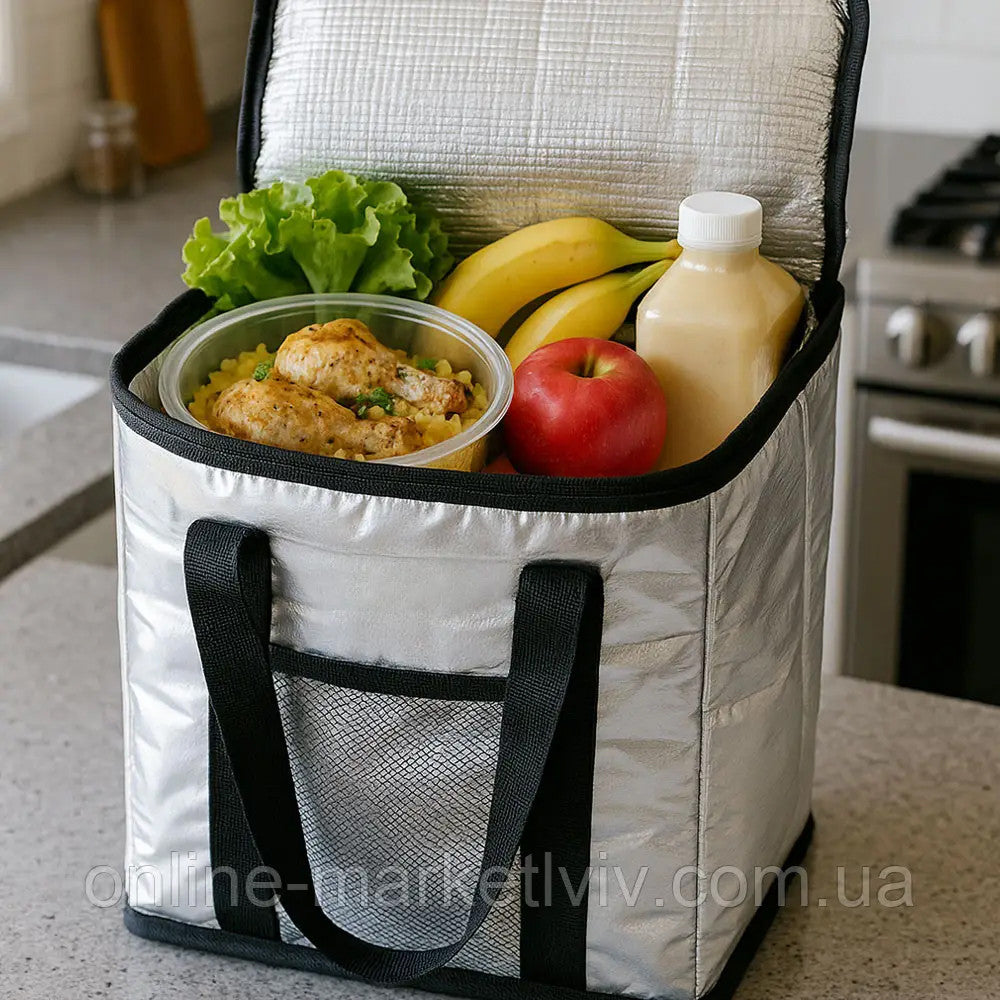 Термосумка складна для продуктів та напоїв, 25л / Сумка-холодильник / Терморюкзак з ручками