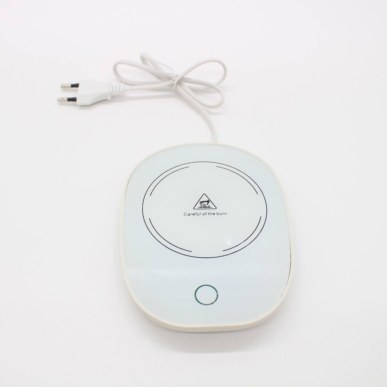 Чашка 400мл на підставці з підігрівом до +55 °С, Біла / Чашка керамічна з ложкою