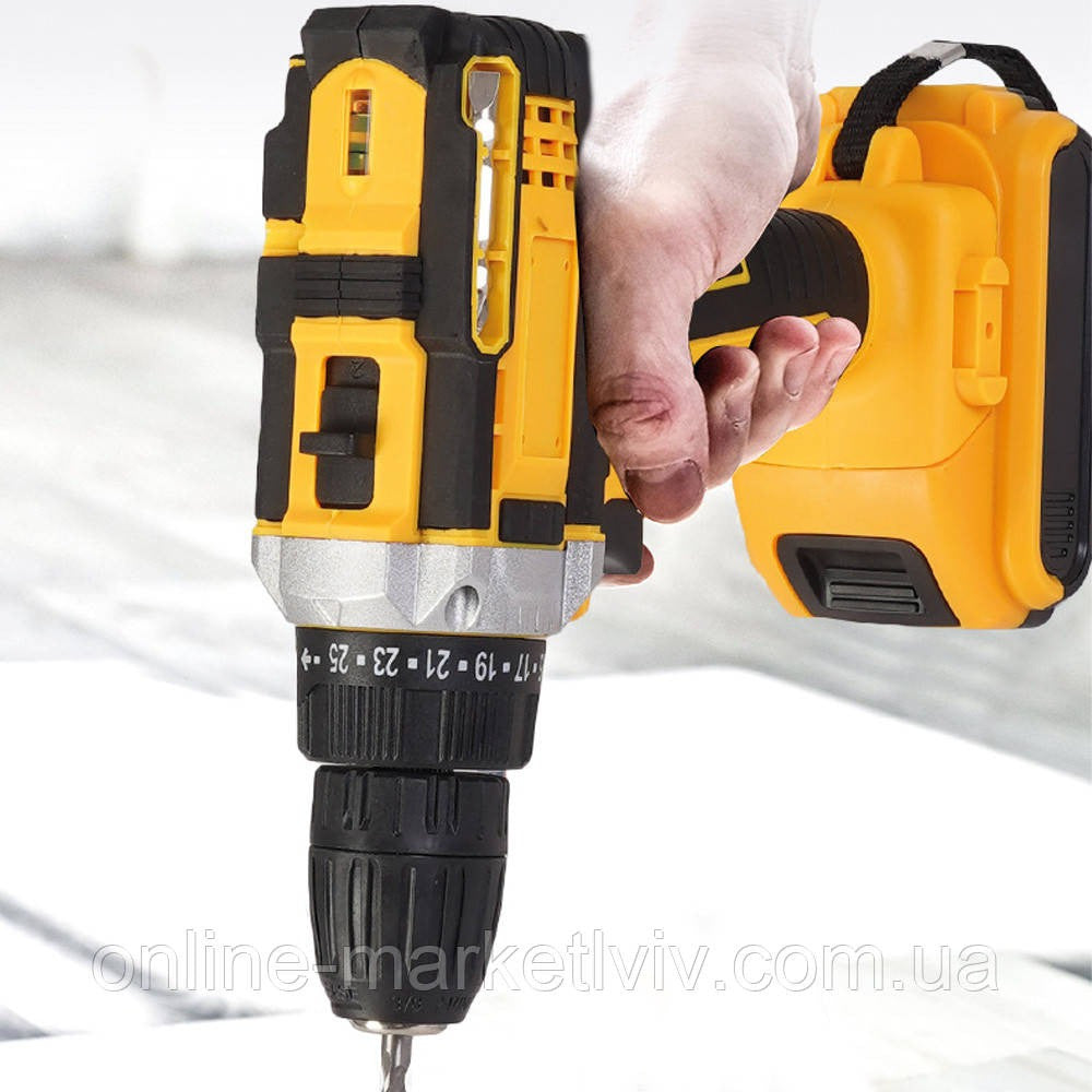 Шуруповерт акумуляторний 48V з набором інструментів 118шт + 2 АКБ, Жовтий / Дриль-шуруповерт