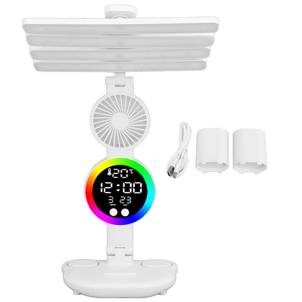 Настільна лампа з вентилятором та RGB підсвіткою, USB / Світлодіодна LED лампа на акумуляторі