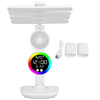 Настільна лампа з вентилятором та RGB підсвіткою, USB / Світлодіодна LED лампа на акумуляторі