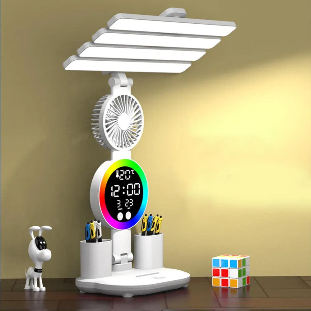 Настільна лампа з вентилятором та RGB підсвіткою, USB / Світлодіодна LED лампа на акумуляторі