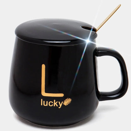 Чашка 400мл на підставці з підігрівом до +55 °С, Чорний / Чашка керамічна з ложкою в подарунковій упаковці