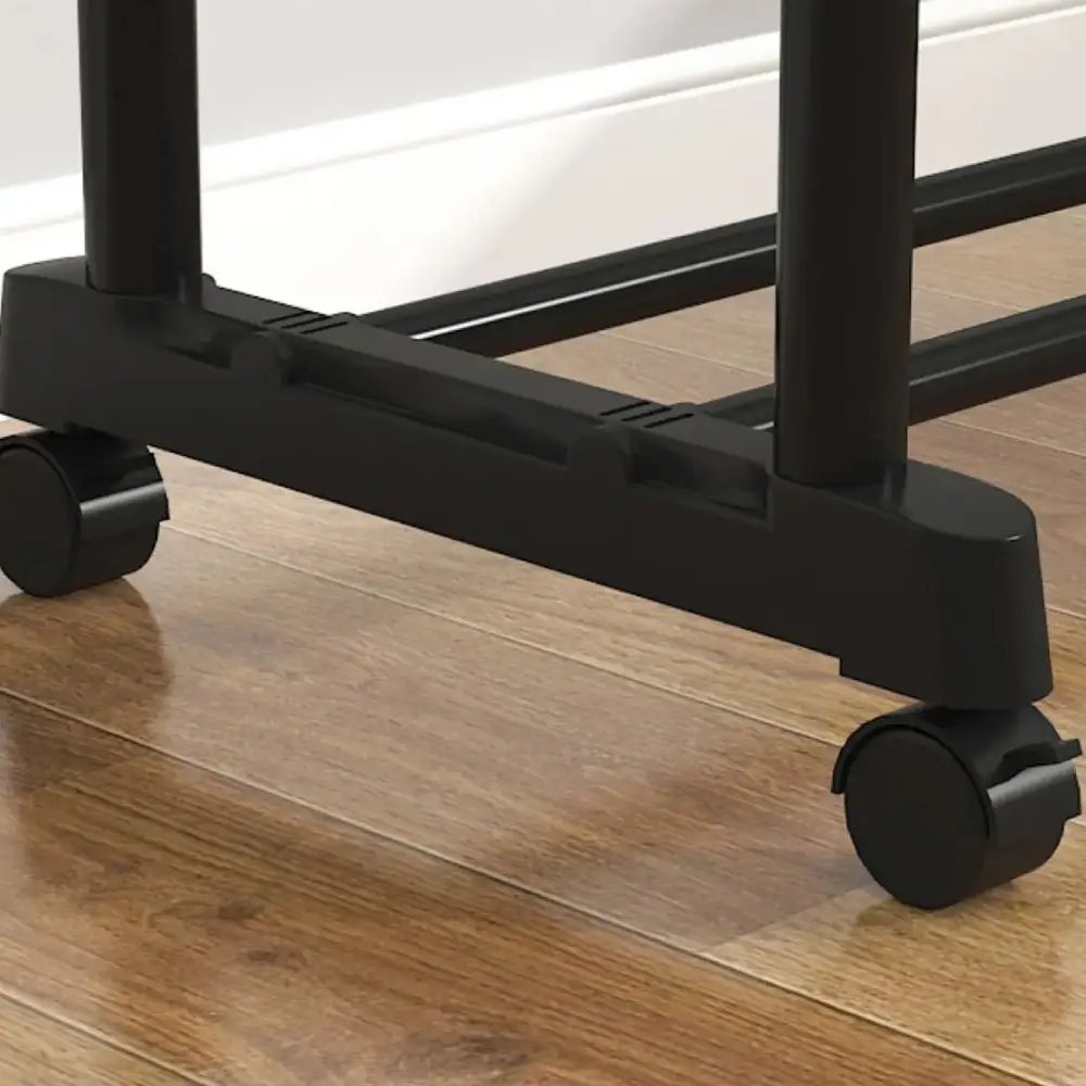 Вішалка для одягу підлогова, 143х96х42 см, Чорний / Подвійна пересувна стійка з полицею для взуття