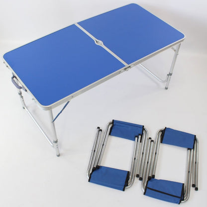 Складний стіл для пікніка 4 стільця, 120х70х60см, Синій / Туристичний стіл розкладний / Стіл для кемпінгу