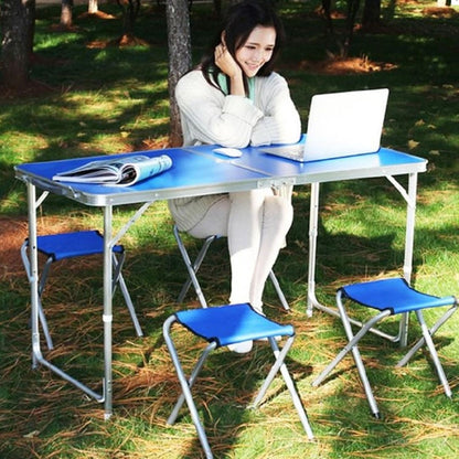 Складний стіл для пікніка 4 стільця, 120х70х60см, Синій / Туристичний стіл розкладний / Стіл для кемпінгу