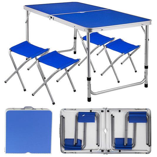Складний стіл для пікніка 4 стільця, 120х70х60см, Синій / Туристичний стіл розкладний / Стіл для кемпінгу