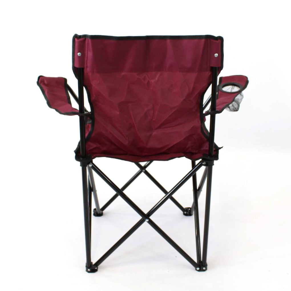 Складаний стілець зі спинкою, до 100 кг, в чохлі, 80х75х50 см, Бордовий / Складне крісло для риболовлі / Туристичний стілець