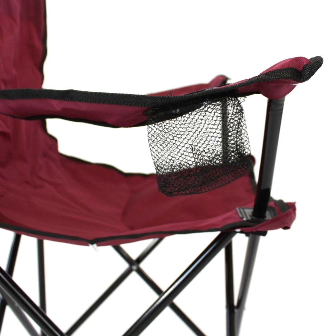 Складаний стілець зі спинкою, до 100 кг, в чохлі, 80х75х50 см, Бордовий / Складне крісло для риболовлі / Туристичний стілець