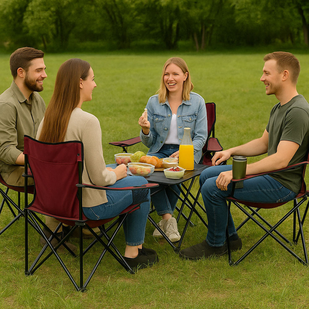 Складаний стілець зі спинкою, до 100 кг, в чохлі, 80х75х50 см, Бордовий / Складне крісло для риболовлі / Туристичний стілець
