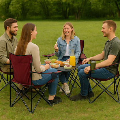 Складаний стілець зі спинкою, до 100 кг, в чохлі, 80х75х50 см, Бордовий / Складне крісло для риболовлі / Туристичний стілець