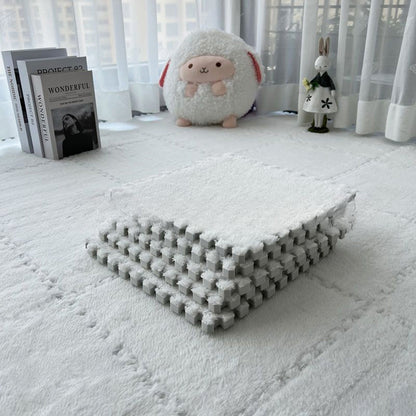 Килимок-пазл з плюшевим покриттям, 10 деталей (30х30см), Сірий / М'який пазл для підлоги / Дитячий килимок-пазл