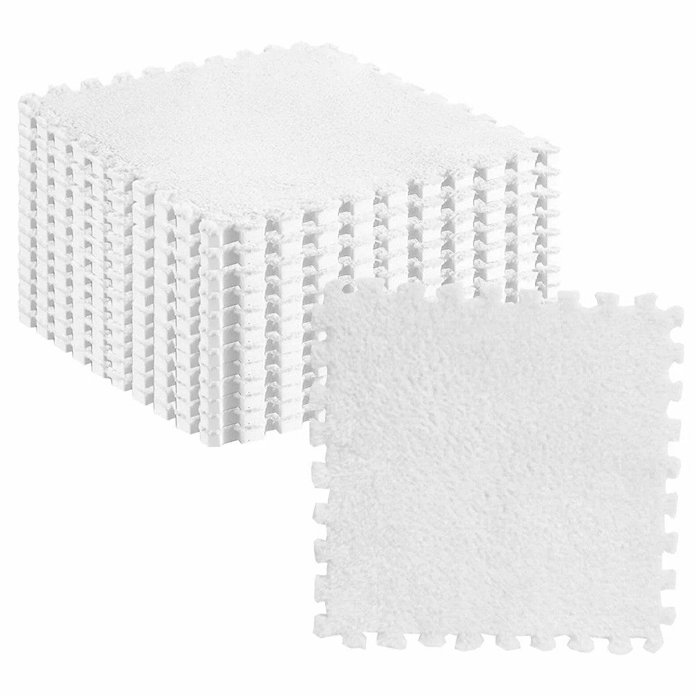 Килимок-пазл з плюшевим покриттям, 10 деталей (30х30см), Сірий / М'який пазл для підлоги / Дитячий килимок-пазл