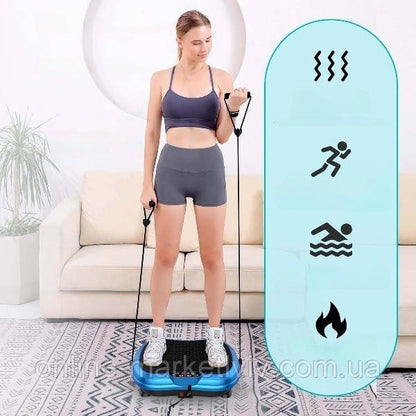Платформа вібраційна для тренувань до 120кг + пульт, Синя / Віброплатформа для схуднення / Фітнес-платформа