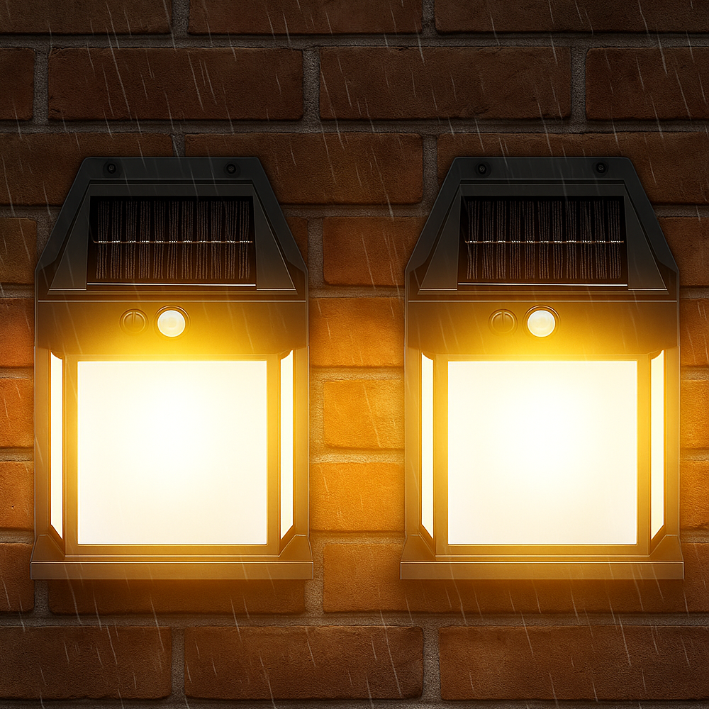 2шт Вуличний світильник на сонячній батареї з датчиком руху, SOLAR WALL LAMP ВK-888, Чорний / Настінний ліхтар