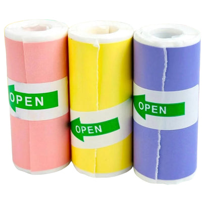 Самоклеючий термопапір для міні-принтера 57x25мм, 3 кольори / Набір кольорового паперу для термопринтера