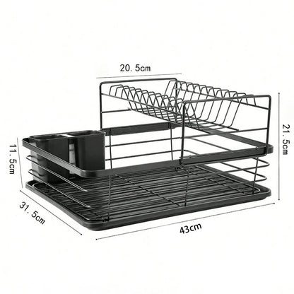 Настільна сушарка для посуду двоярусна (43х31,5х21,5см) / Стійка для сушіння посуду / Органайзер для посуду