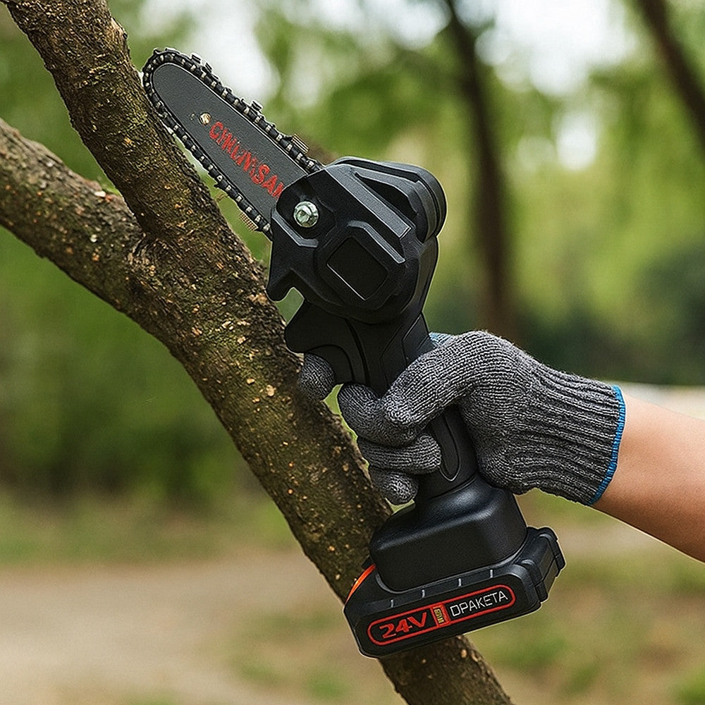 Акумуляторна ланцюгова пила 6'' + 1 АКБ 24В / Ланцюгова міні пила / Пила акумуляторна ручна