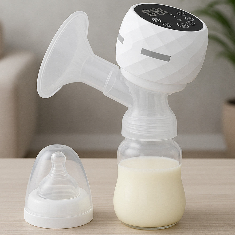 Електричний молоковідсмоктувач з LED-дисплеєм, 180мл, USB, Білий / Бездротовий зціджувач для грудного молока