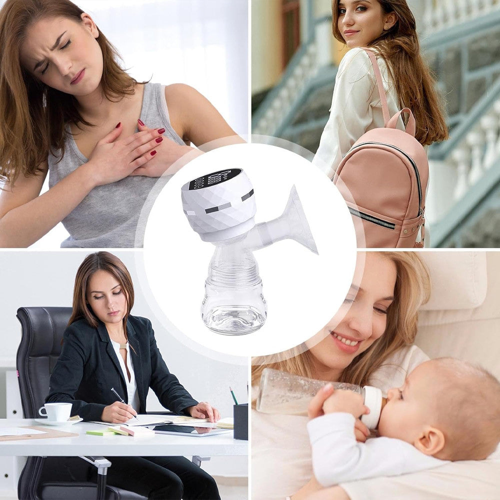 Електричний молоковідсмоктувач з LED-дисплеєм, 180мл, USB, Білий / Бездротовий зціджувач для грудного молока