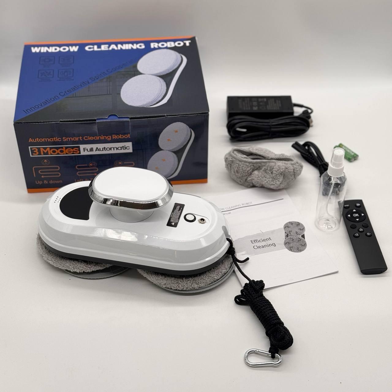 Розумний робот мийник вікон 4 насадки, Пульт, від мережі/акумулятора / Робот пилосос для вікон / Робот для миття вікон
