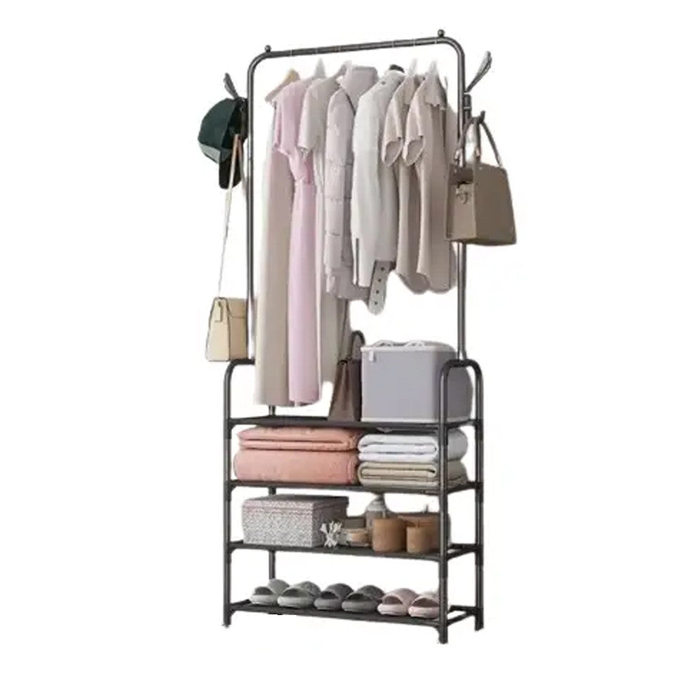 Підлогова вішалка для одягу 178х60х26см, Clothes Rack Up, Чорний / Стійка-вішалка в передпокій / Стійка для одягу