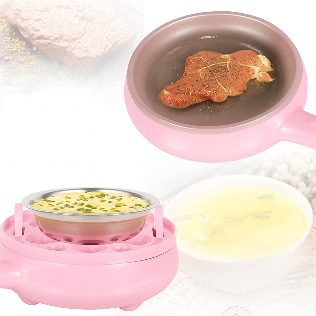 Міні-сковорода електрична рожева з антипригарним покриттям 350 Вт 33393 / Електросковорода / Сковорода електрична