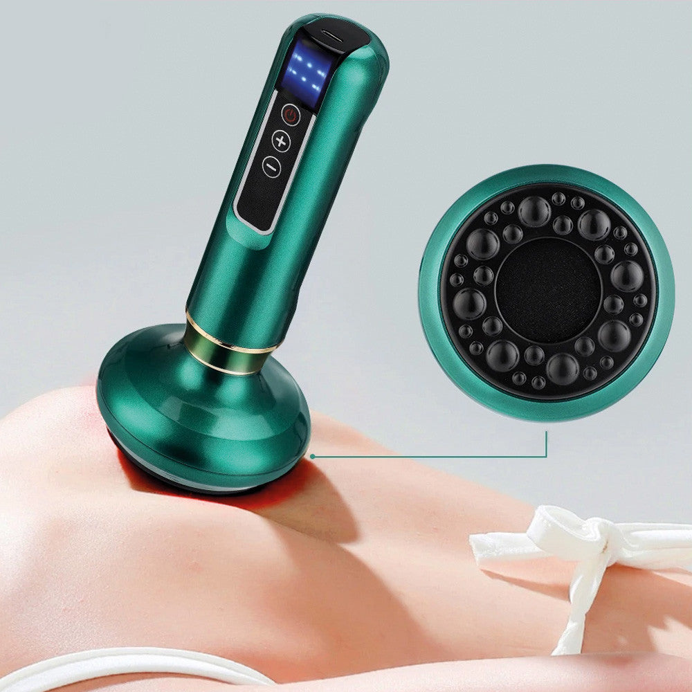 Вакуумний масажер акумуляторний, 6 режимів, Зелений / Ручний масажер для тіла від целюліту