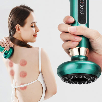 Вакуумний масажер акумуляторний, 6 режимів, Зелений / Ручний масажер для тіла від целюліту