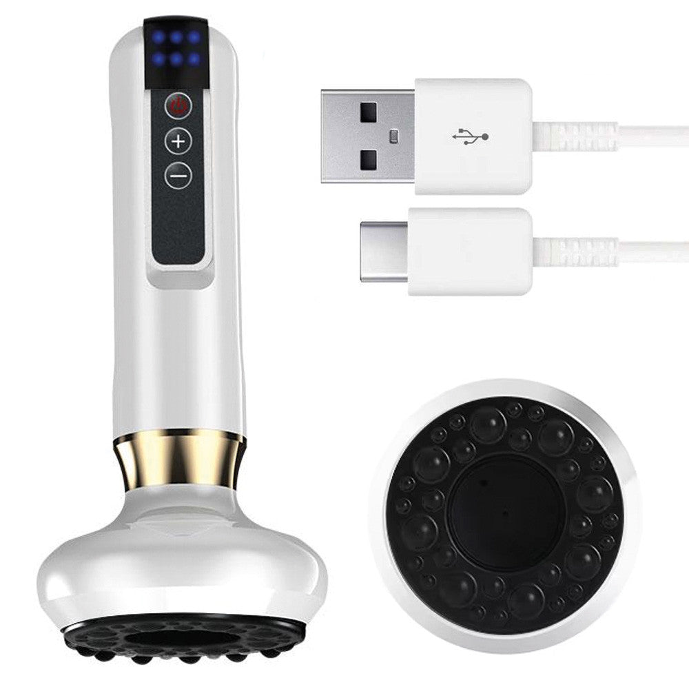 Вакуумний масажер акумуляторний, 6 режимів, Білий / Ручний масажер для тіла від целюліту